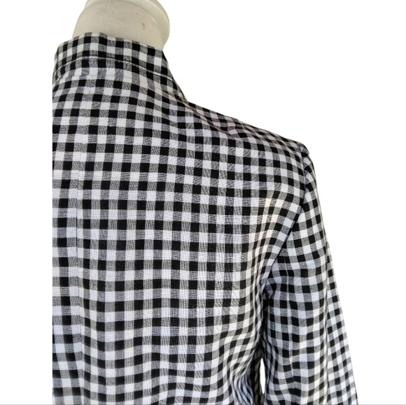 Talbots Wesley Linen Cotton Blend Notched Collar Gingham Blazer Size 2 - Picture 7 of 9